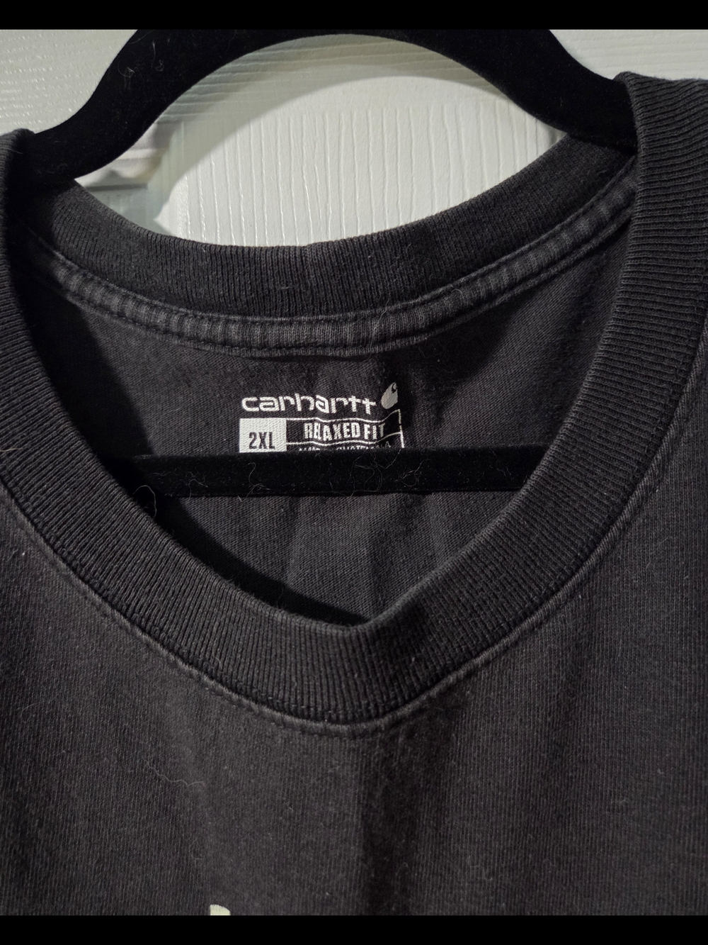 Carhartt Black Long Sleeve Tee with Cream Outdoors Graphic - Picture 4 of 5